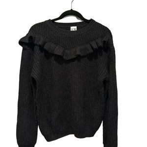 Hilary MacMillan Black Ruffle Sweater Size S
